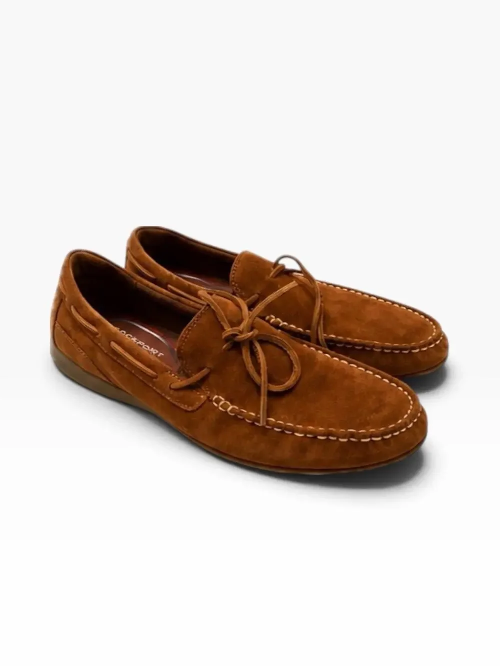 RockPort Size 11 Suede Loafers Slip On S. Reebok Soles Brown Shoes Mens
